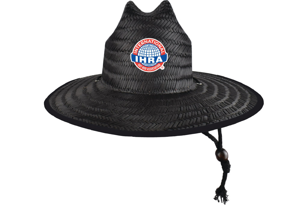 IHRA Globe Black Straw Hat with PVC Patch